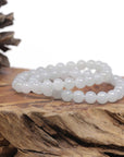 Baikalla Natural Icy Jadeite Jade Round Bead Bracelet (7.5mm)