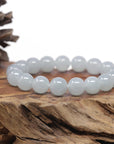 Baikalla Natural Icy Jadeite Jade Round Bead Bracelet (12.5mm)