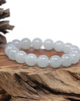 Baikalla Natural Icy Jadeite Jade Round Bead Bracelet (12.5mm)