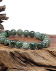 Baikalla Natural Forest-Green Jadeite Jade Round Bead Bracelet (10mm)