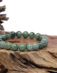 Baikalla Natural Forest-Green Jadeite Jade Round Bead Bracelet (10mm)