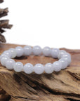 Baikalla Natural Light Lavender Jadeite Jade Round Bead Bracelet (10.2mm)