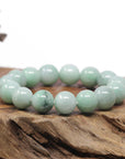 Baikalla Natural Green Jadeite Jade Round Bead Bracelet (13mm)