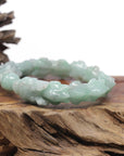 Baikalla Natural Light Apple-Green Jadeite Jade "Dragon" Bead Bracelet