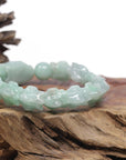 Baikalla Natural Light Apple-Green Jadeite Jade "Dragon" Bead Bracelet