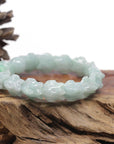 Baikalla Natural Light Apple-Green Jadeite Jade "Dragon" Bead Bracelet