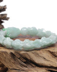 Baikalla Natural Light Apple-Green Jadeite Jade "Dragon" Bead Bracelet