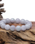 Baikalla Natural Light Lavender Jadeite Jade Round Bead Bracelet (12.4mm)