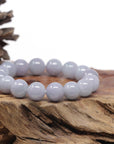 Baikalla Natural Light Lavender Jadeite Jade Round Bead Bracelet (12.4mm)