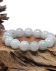 Baikalla Natural Milk Wuji Jadeite Jade Round Bead Bracelet (13.6mm)