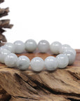 Baikalla Natural Milk Wuji Jadeite Jade Round Bead Bracelet (13.6mm)