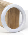 Baikalla Natural Light Lavender & Light Blue-Green Patches Jadeite Jade "Half Round" Bangle Bracelet (60mm)