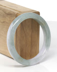 Baikalla Natural Icy Oil-Green & Light Lavender Jadeite Jade "Half Round" Bangle Bracelet (55.5mm)