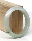 Baikalla Natural Green Jadeite Jade "Half Round" Bangle Bracelet (57.4mm)