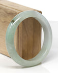 Baikalla Natural Green Jadeite Jade "Half Round" Bangle Bracelet (57.4mm)
