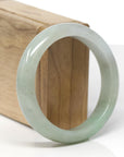 Baikalla Natural Green Jadeite Jade "Half Round" Bangle Bracelet (57.4mm)