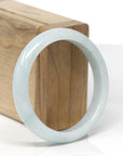 Baikalla Natural Light Blue-Green Jadeite Jade "Half Round" Bangle Bracelet (56.3mm)