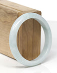 Baikalla Natural Light Blue-Green Jadeite Jade "Half Round" Bangle Bracelet (56.3mm)
