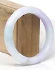 Baikalla Natural Lavender & Light Green Jadeite Jade "Half Round" Bangle Bracelet (60.2mm)