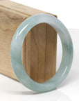 Baikalla Natural Icy Blue-Green Jadeite Jade "Half Round" Bangle Bracelet (57.3mm)