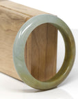 Baikalla Natural Oil-Green & Yellow-Green Jadeite Jade "Half Round" Bangle Bracelet (57.7mm)