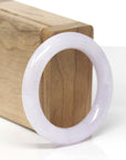 Baikalla Natural Icy Light Lavender Jadeite Jade "Traditional Round" Bangle Bracelet (48.3mm)