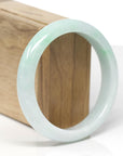 Baikalla Natural Light Apple-Green Jadeite Jade "Half Round" Bangle Bracelet (60mm)