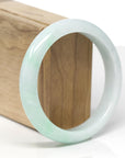 Baikalla Natural Light Apple-Green Jadeite Jade "Half Round" Bangle Bracelet (60mm)