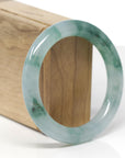 High-End Natural Icy Green Jadeite Jade "Traditional Round" Bangle Bracelet (55.4mm) GIA
