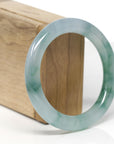 High-End Natural Icy Green Jadeite Jade "Traditional Round" Bangle Bracelet (55.4mm) GIA