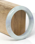 Baikalla Natural Light Blue-Green & Lavender Jadeite Jade "Half Round" Bangle Bracelet (57.7mm)