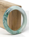 Baikalla Natural Forest-Green Jadeite Jade "Half Round" Bangle Bracelet (55mm)