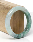 Baikalla Natural Forest-Green Jadeite Jade "Half Round" Bangle Bracelet (55mm)