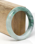 Baikalla Natural Forest-Green Jadeite Jade "Half Round" Bangle Bracelet (55mm)