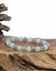 Baikalla Natural Icy Forest-Green & Icy Jadeite Jade Round Bead Bracelet (7mm)
