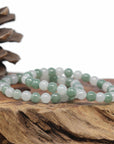 Baikalla Natural Icy Forest-Green & Icy Jadeite Jade Round Bead Bracelet (7mm)