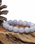 Baikalla Natural Lavender & Light Green Jadeite Jade Round Bead Bracelet (12.5mm)