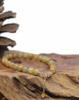 Baikalla Natural Orange-Yellow Jadeite Jade Round Bead Bracelet W/ 18ky Gold Clasp (6mm)