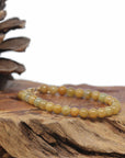 Baikalla Natural Orange-Yellow Jadeite Jade Round Bead Bracelet W/ 18ky Gold Clasp (6mm)