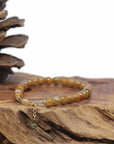 Baikalla Natural Red-Orange Jadeite Jade Round Bead Bracelet W/ 18ky Gold Clasp (6mm)