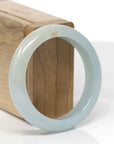Baikalla Natural Icy Light Blue-Green W/ Orange Sajin Freckles Jadeite Jade "Half Round" Bangle Bracelet (54.3mm)
