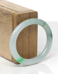 Baikalla Natural Icy Green Flower Jadeite Jade "Oval Traditional Round" Bangle Bracelet (51mm)