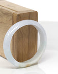 Baikalla Phoenix Carving Natural Icy Light Green & Light Lavender Jadeite Jade "Oval" Bangle Bracelet (54.3mm)