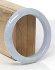 Baikalla Natural Light Blue-Green & Lavender Jadeite Jade "Half Round" Bangle Bracelet (57.7mm)
