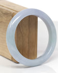 Baikalla Natural Light Blue-Green & Lavender Jadeite Jade "Half Round" Bangle Bracelet (57.7mm)