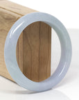 Baikalla Natural Light Blue-Green & Lavender Jadeite Jade "Half Round" Bangle Bracelet (57.7mm)