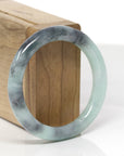 Baikalla Bamboo Carving Natural Light Green & Black Wuji Jadeite Jade "Traditional Full Round" Bangle Bracelet (52.7mm)