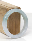 Baikalla Natural Icy Blue-Green Flower Jadeite Jade "Square Cut" Bangle Bracelet (53.7mm)