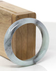Baikalla Natural Light Green & Black Wuji Jadeite Jade "Oval" Bangle Bracelet (56.4mm)