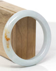 Baikalla Natural Light Green & Orange Sajin Jadeite Jade "Half Round" Bangle Bracelet (57.8mm)
